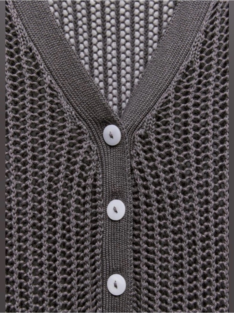 Zara Pearl Fringe Knit Cardigan cascading pearls Beads Grey 3969/003 NWT - Picture 4 of 7